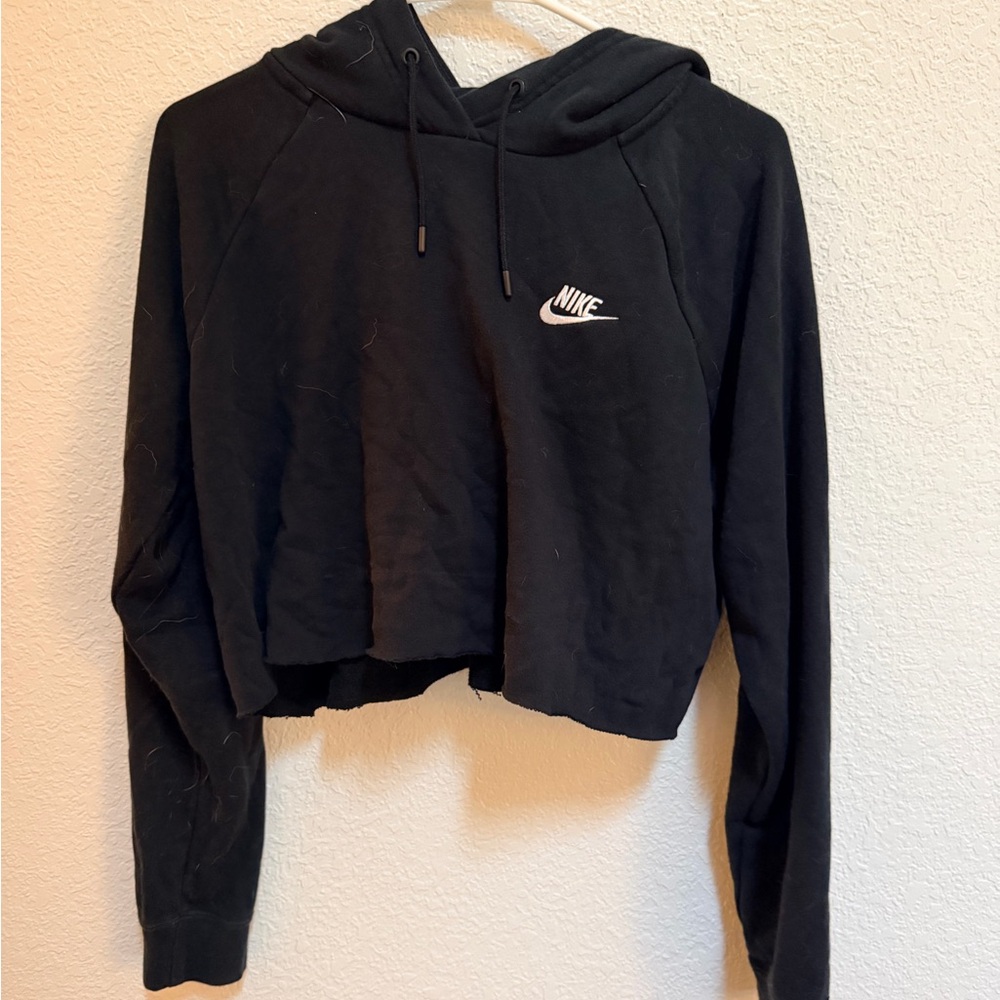 Nike Women's Black Hoodie with White Logo